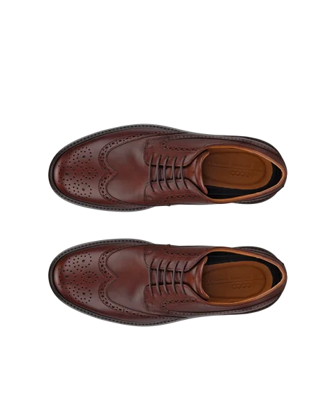 Men's ECCO® Metropole London Leather Brogue Shoe - Brown - Top_Left_Pair