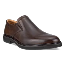 Men's ECCO® Metropole London Leather Slip-On Dress Shoe - Brown - Main