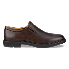 Men's ECCO® Metropole London Leather Slip-On Dress Shoe - Brown - Outside