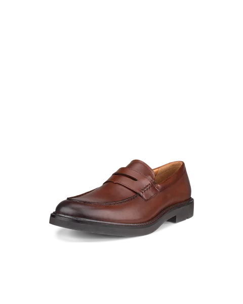 Men's ECCO® Metropole London Leather Moc-Toe Shoe - Brown - M