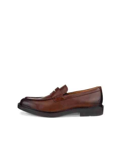 Men's ECCO® Metropole London Leather Moc-Toe Shoe - Brown - O