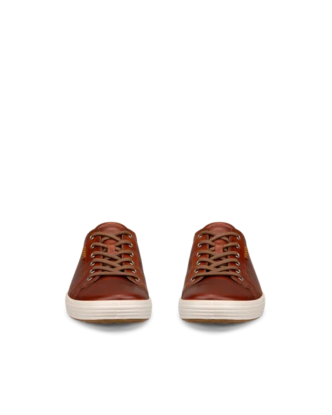 Men's ECCO® Soft 7 Leather Trainer - Brown - Front_Pair