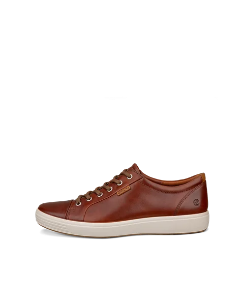 Men's ECCO® Soft 7 Leather Trainer - Brown - O