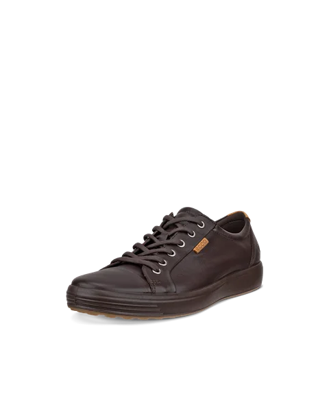 Men's ECCO® Soft 7 Leather Trainer - Brown - M