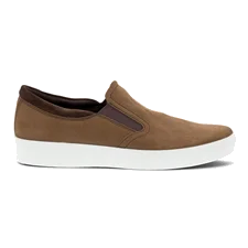 Męskie nubukowe wsuwane buty ECCO® Soft 7 - Brązowy - Outside