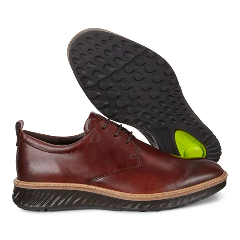 Men's ECCO® ST.1 Hybrid Leather Derby Shoe - Brown - Pair