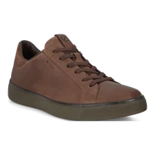 Men's ECCO® Street Tray Leather Gore-Tex Trainer - Brown - Main