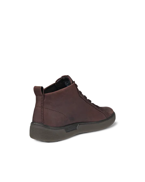 Men's ECCO® Street Tray Nubuck Gore-Tex High-Top Trainer - Brown - B