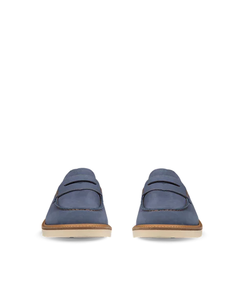 Men's ECCO® Metropole London Nubuck Moc-Toe Shoe - Blue - Front_Pair