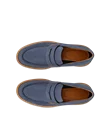 Men's ECCO® Metropole London Nubuck Moc-Toe Shoe - Blue - Top_Left_Pair