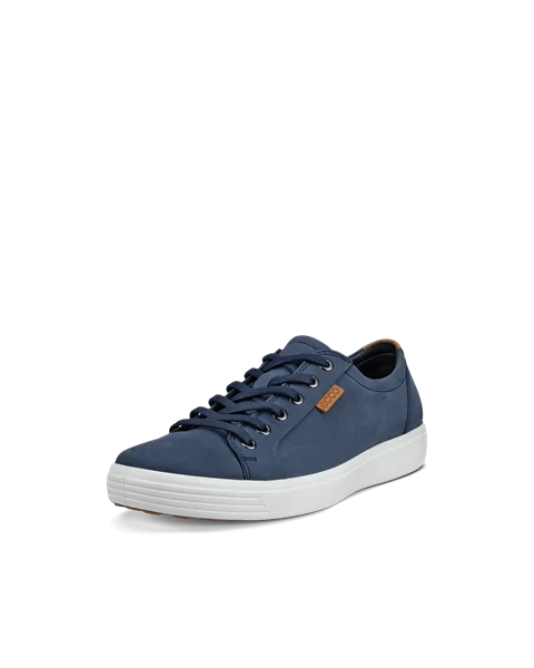 ECCO® Soft 7 Heren nubuck sneaker - Blauw - M