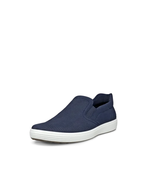 ECCO® Soft 7 Herren Sneaker aus Nubukleder - Blau - M