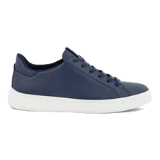 ECCO® Street Tray férfi bőr sneaker - Kék - Outside