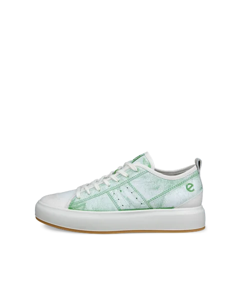 Men's ECCO® Street Ace Leather Trainer - Green - O