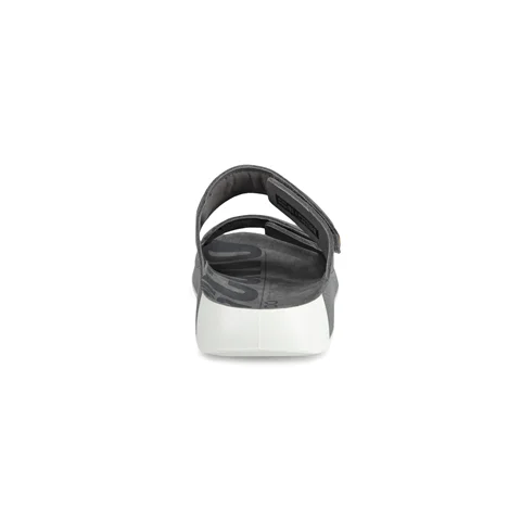 Men's ECCO® Cozmo 60 Leather Two Strap Sandal - Grey - Heel