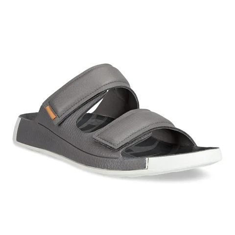Men's ECCO® Cozmo 60 Leather Two Strap Sandal - Grey - Main