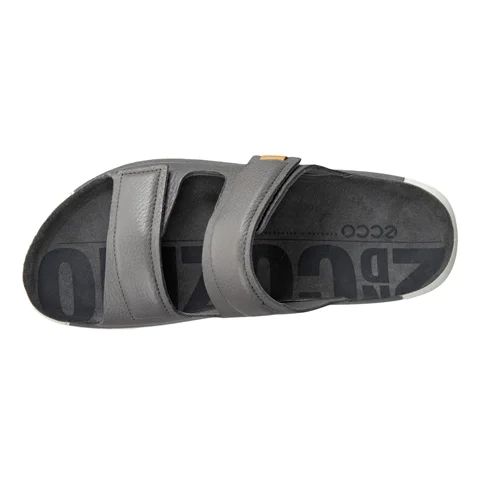 Men's ECCO® Cozmo 60 Leather Two Strap Sandal - Grey - Top