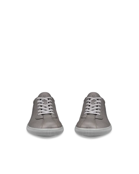 ECCO® Soft Zero baskets en cuir pour homme - Gris - Front_Pair