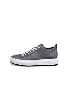 Men's ECCO® Street Ace Leather Trainer - Grey - O