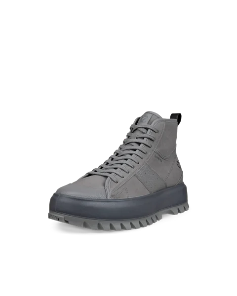 Men's ECCO® Street Ace Rugged Nubuck Gore-Tex High-Top Trainer - Grey - M