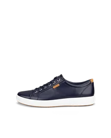 Men's ECCO® Soft 7 Leather Trainer - Navy - O