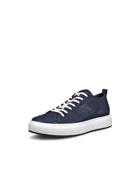 Men's ECCO® Street Ace Leather Trainer - Navy - M