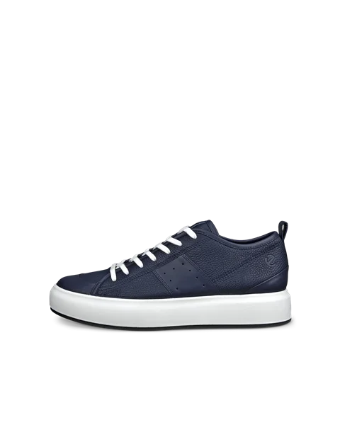 Men's ECCO® Street Ace Leather Trainer - Navy - O