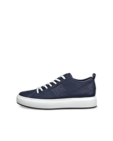 Men's ECCO® Street Ace Leather Trainer - Navy - O