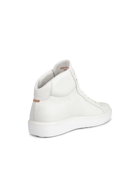 Men's ECCO® Soft 60 Leather High-Top Trainer - White - B