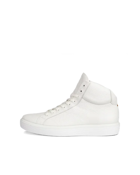 Men's ECCO® Soft 60 Leather High-Top Trainer - White - O