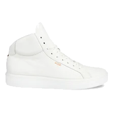 Men's ECCO® Soft 60 Leather High-Top Trainer - White - Outside