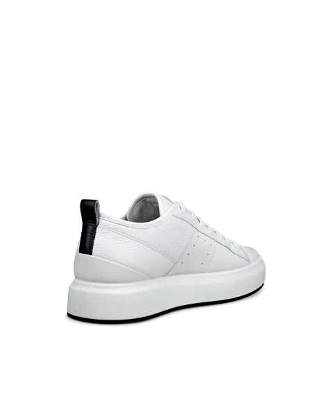 Men's ECCO® Street Ace Leather Trainer - White - B