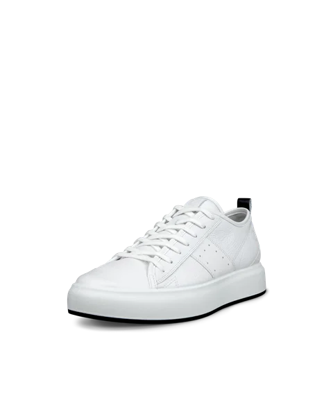 Men's ECCO® Street Ace Leather Trainer - White - M