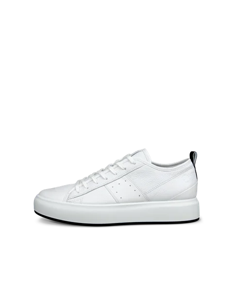 Men's ECCO® Street Ace Leather Trainer - White - O