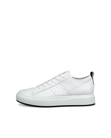 Men's ECCO® Street Ace Leather Trainer - White - O