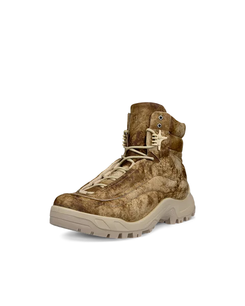 Męskie skórzane buty outdoor za kostkę ECCO® Offroad - Beżowy - M