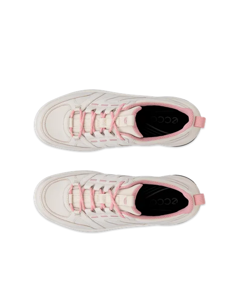 Damskie nubukowe wodoodporne buty trekingowe ECCO® Offroad - Beżowy - Top_Left_Pair