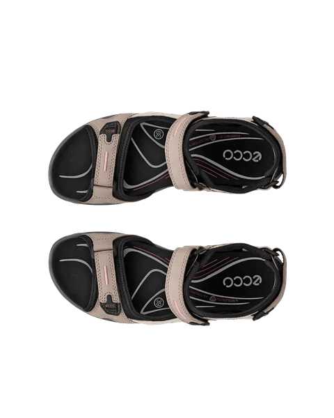 Women's ECCO® Offroad Nubuck Hiking Sandal - Beige - Top_Left_Pair