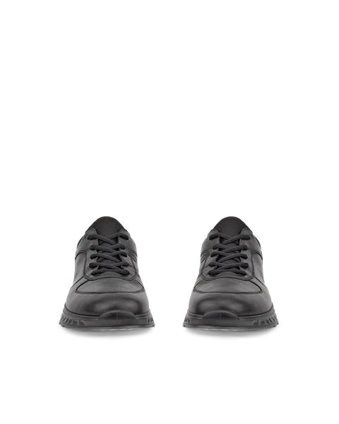 Men's ECCO® Exostride Leather Gore-Tex Outdoor Trainer - Black - Front_Pair