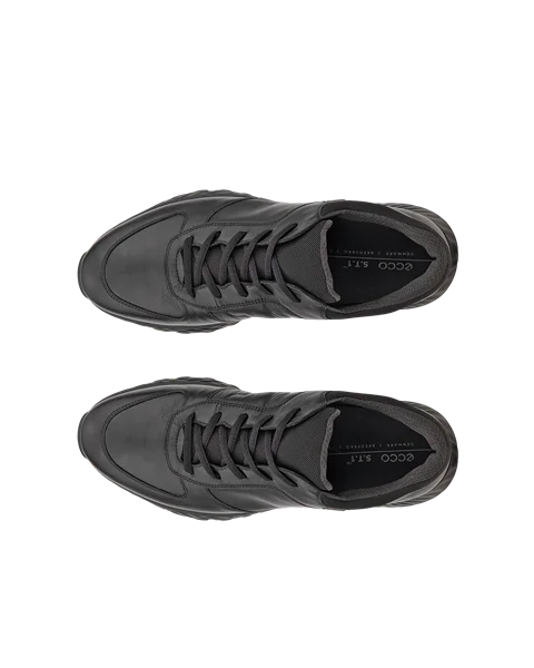 Men's ECCO® Exostride Leather Gore-Tex Outdoor Trainer - Black - Top_Left_Pair