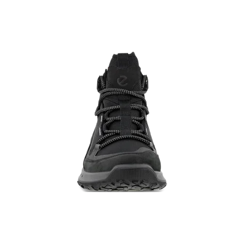 Męskie nubukowe wodoodporne buty trekkingowe ECCO® ULT-TRN Mid - Czarny - Front