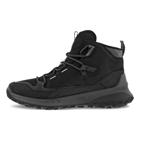 Męskie nubukowe wodoodporne buty trekkingowe ECCO® ULT-TRN Mid - Czarny - Inside