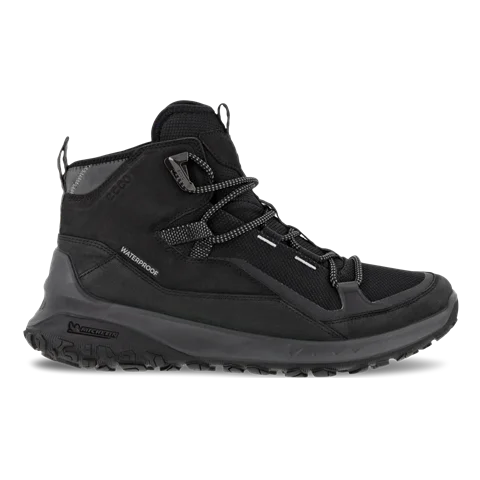 Men's ECCO® ULT-TRN Mid Nubuck Waterproof Hiking Boot - Black - Outside