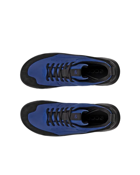 Men's ECCO® Offroad Nubuck Waterproof Hiking Trainer - Blue - Top_Left_Pair