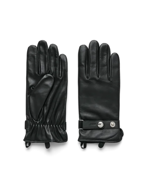 Men's ECCO® Gloves Leather Gloves - Black - M