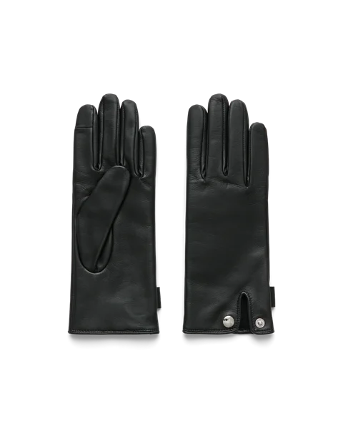Women's ECCO® Leather Gloves - Black - M