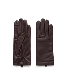 Women's ECCO® Leather Gloves - Brown - M