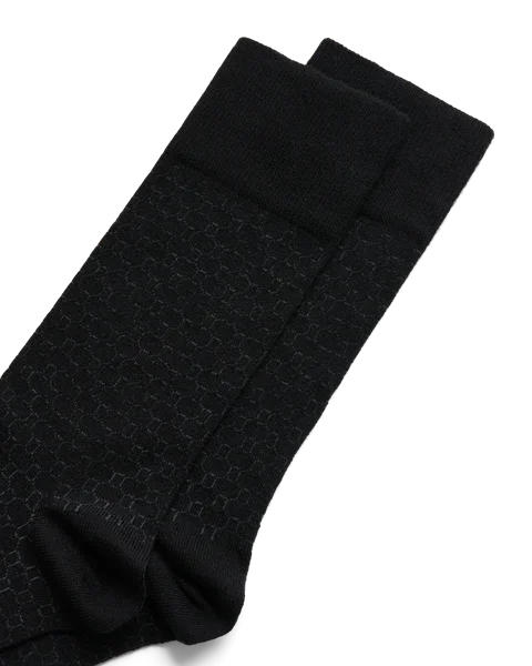 Men's ECCO® Classic Honeycomb Mid-Cut Socks - Black - D1