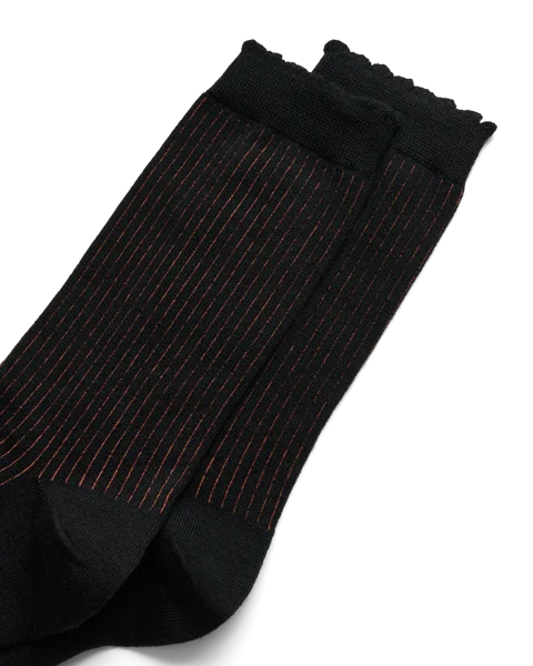 Women's ECCO® Ribbed Mid-Cut Socks - Black - D1