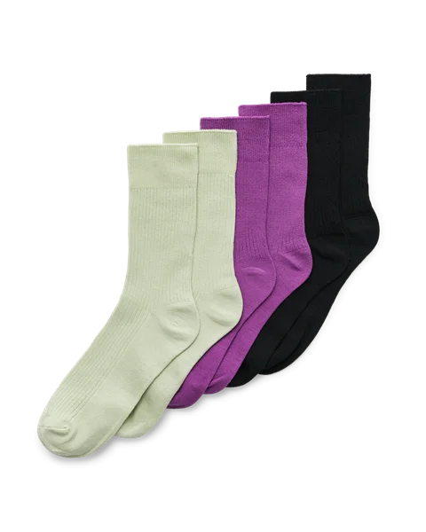 ECCO® Dames geribbelde mid-cut sokken - Zwart - D1